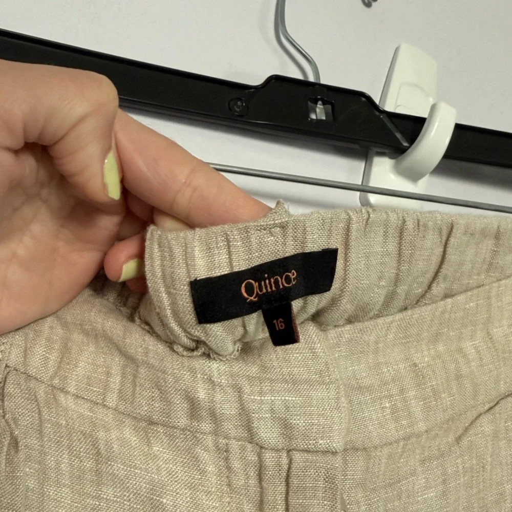 Quince 100% European Pleated Trouser Flax Wide Leg Pants - 16